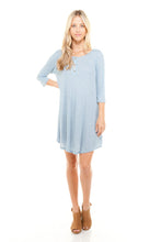 Women's 3/4 Three Quarter Sleeve Button Down Dress