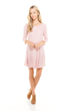 Women's 3/4 Three Quarter Sleeve Button Down Dress