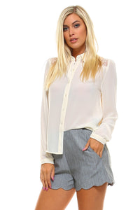 Women's Lace Button Down Blouse