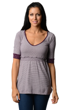 Women's Striped Hooded Babydoll Short Sleeve Top