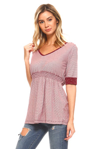 Women's Striped Hooded Babydoll Short Sleeve Top