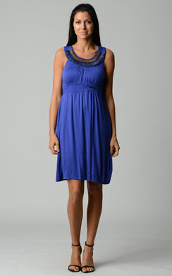 Christine V Beaded Neckline Sleeveless Dress