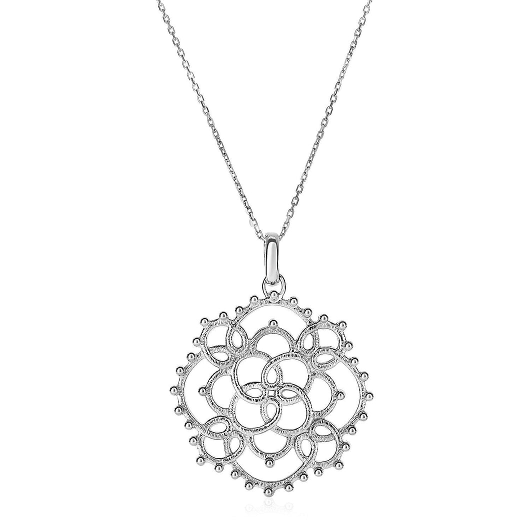 Textured Loop Pattern Pendant in Sterling Silver