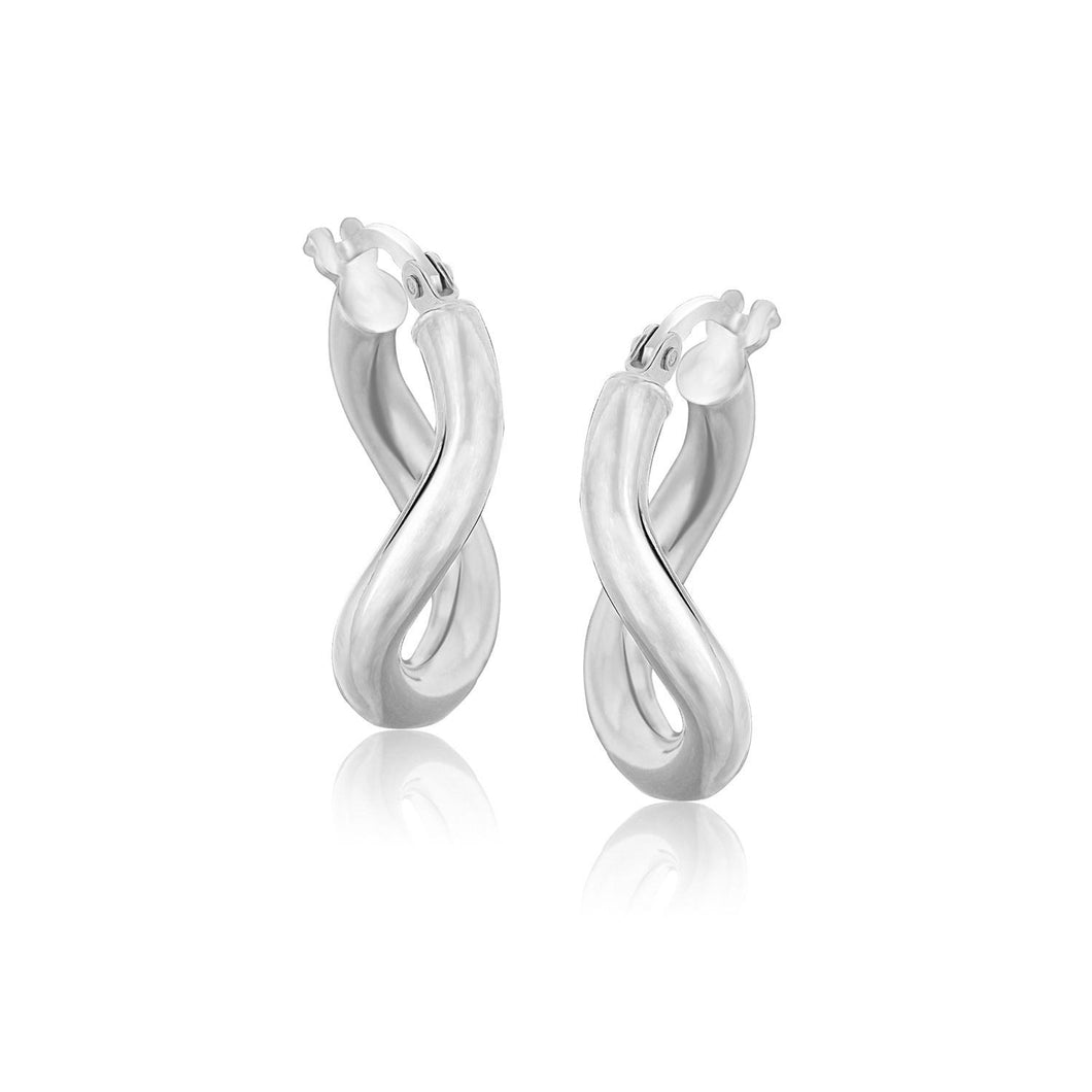 14k White Gold Italian Twist Hoop Earrings (5-8 inch Diameter)