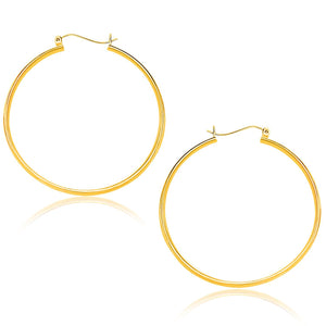 14k Yellow Gold Polished Hoop Earrings (40mm)