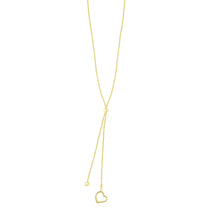 14k Yellow Gold Cut-out Heart Adjustable Lariat Style Necklace