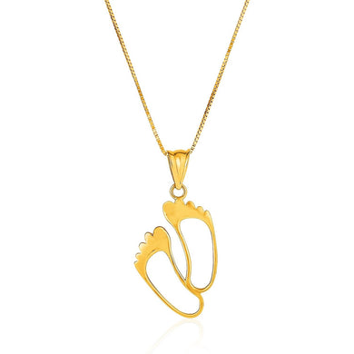 14k Yellow Gold with Footprints Pendant