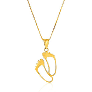 14k Yellow Gold with Footprints Pendant