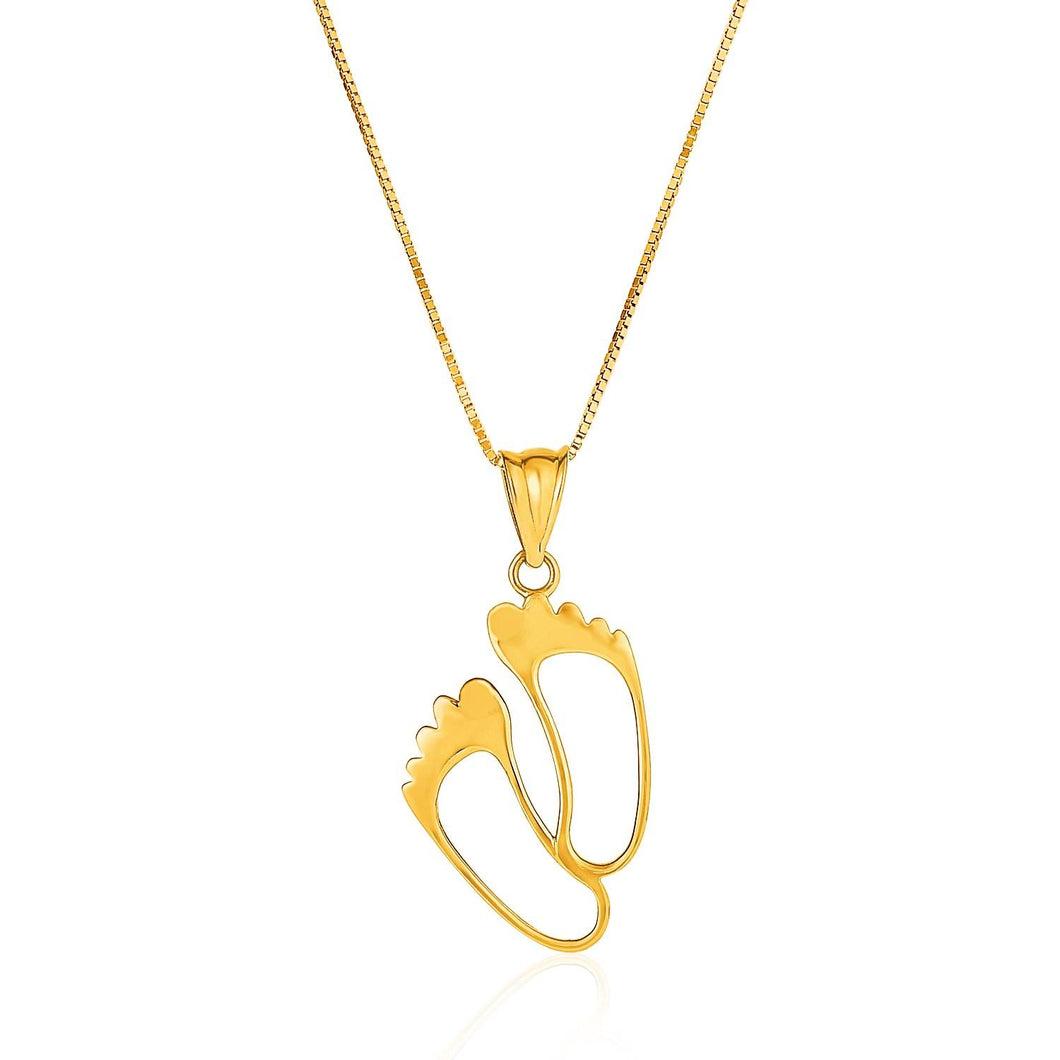 14k Yellow Gold with Footprints Pendant