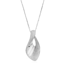 Sparkle Textured Teardrop Motif Necklace in Sterling Silver