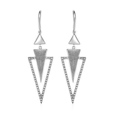 Textured Graduated Triangle Earrings in Sterling Silver