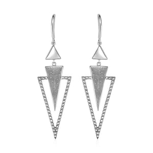 Textured Graduated Triangle Earrings in Sterling Silver