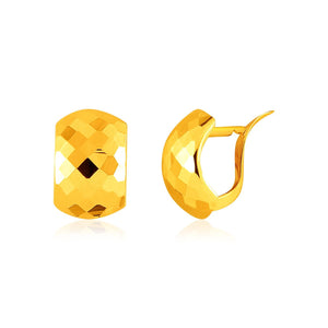 14k Yellow Gold Geometric Texture Earrings