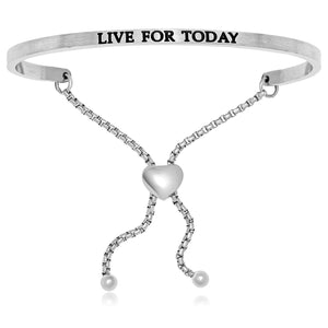 Stainless Steel Live For Today Adjustable Bracelet