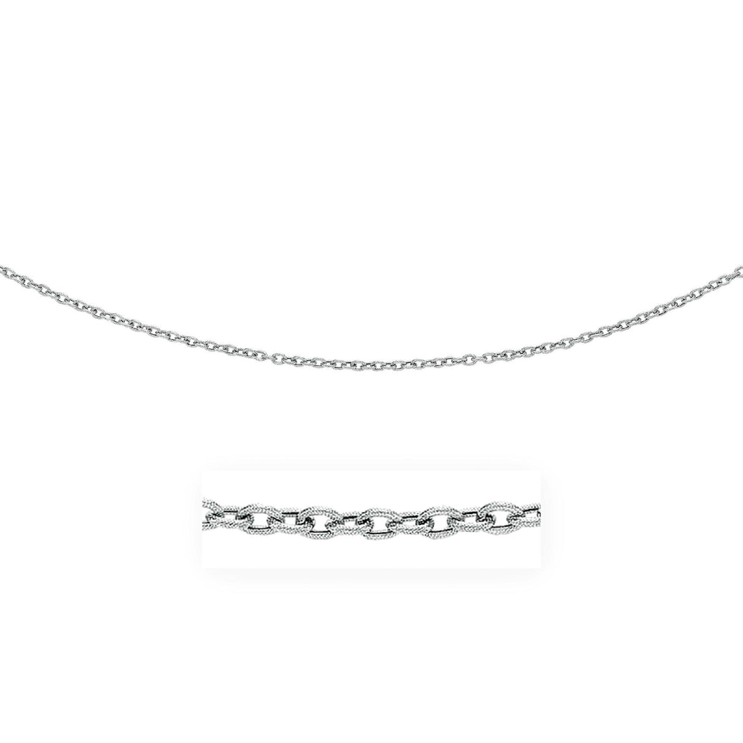 3.5mm 14k White Gold Pendant Chain with Textured Links