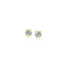 14k Yellow Gold Stud Earrings with Faceted White Cubic Zirconia