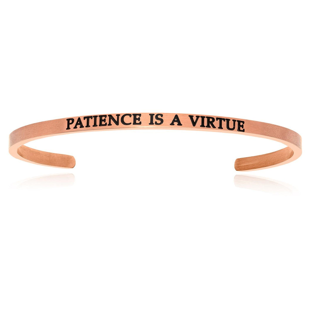 Pink Stainless Steel Patience Is A Virtue Cuff Bracelet