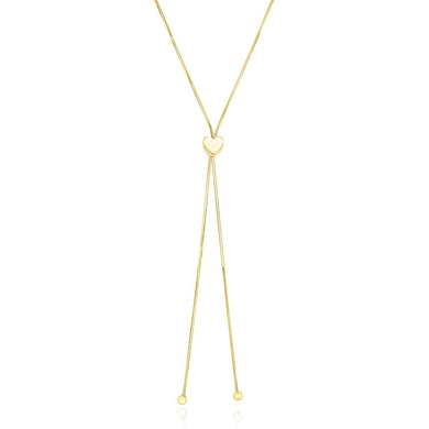 14k Yellow Gold Adjustable Heart Style Lariat Necklace