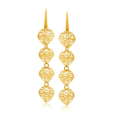 14k Yellow Gold Leaf Like Chain Dangling Earrings