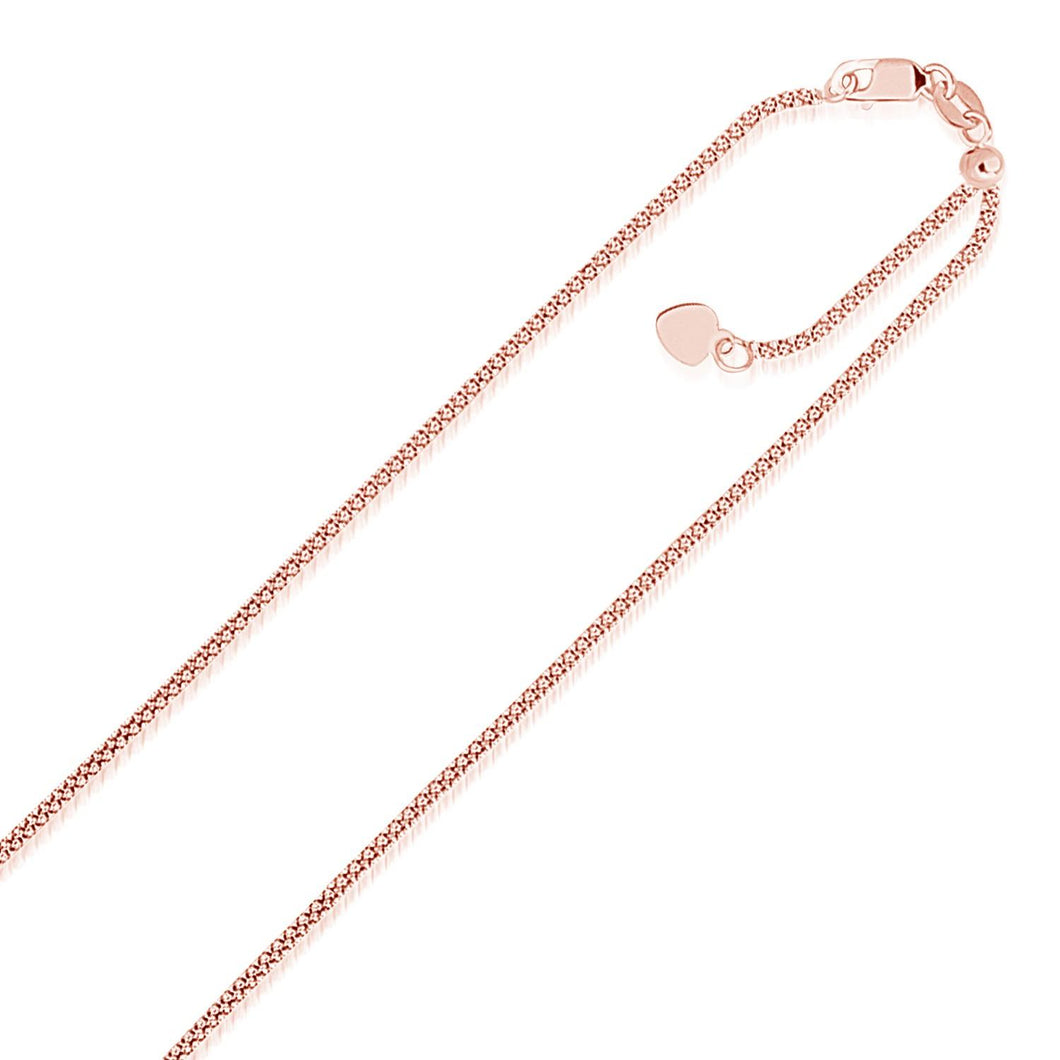 14k Rose Gold Adjustable Popcorn Chain 1.3mm