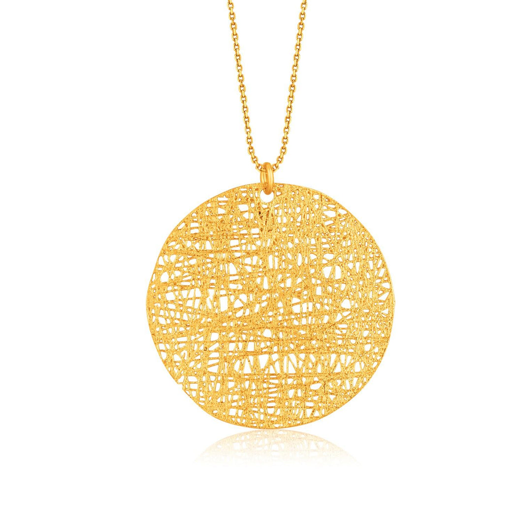 Italian Design 14k Yellow Gold Woven Circle Pendant