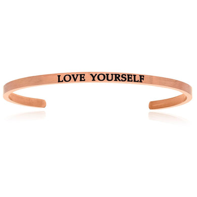 Pink Stainless Steel Love Yourself Cuff Bracelet