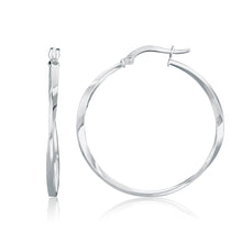 14k White Gold Mobius Twisted Hoop Earrings