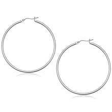 14k White Gold Polished Hoop Earrings (50 mm)