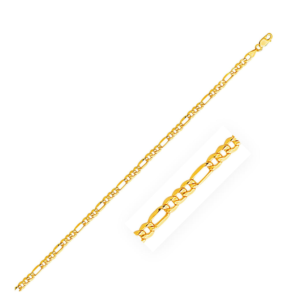 3.5mm 14k Yellow Gold Lite Figaro Chain