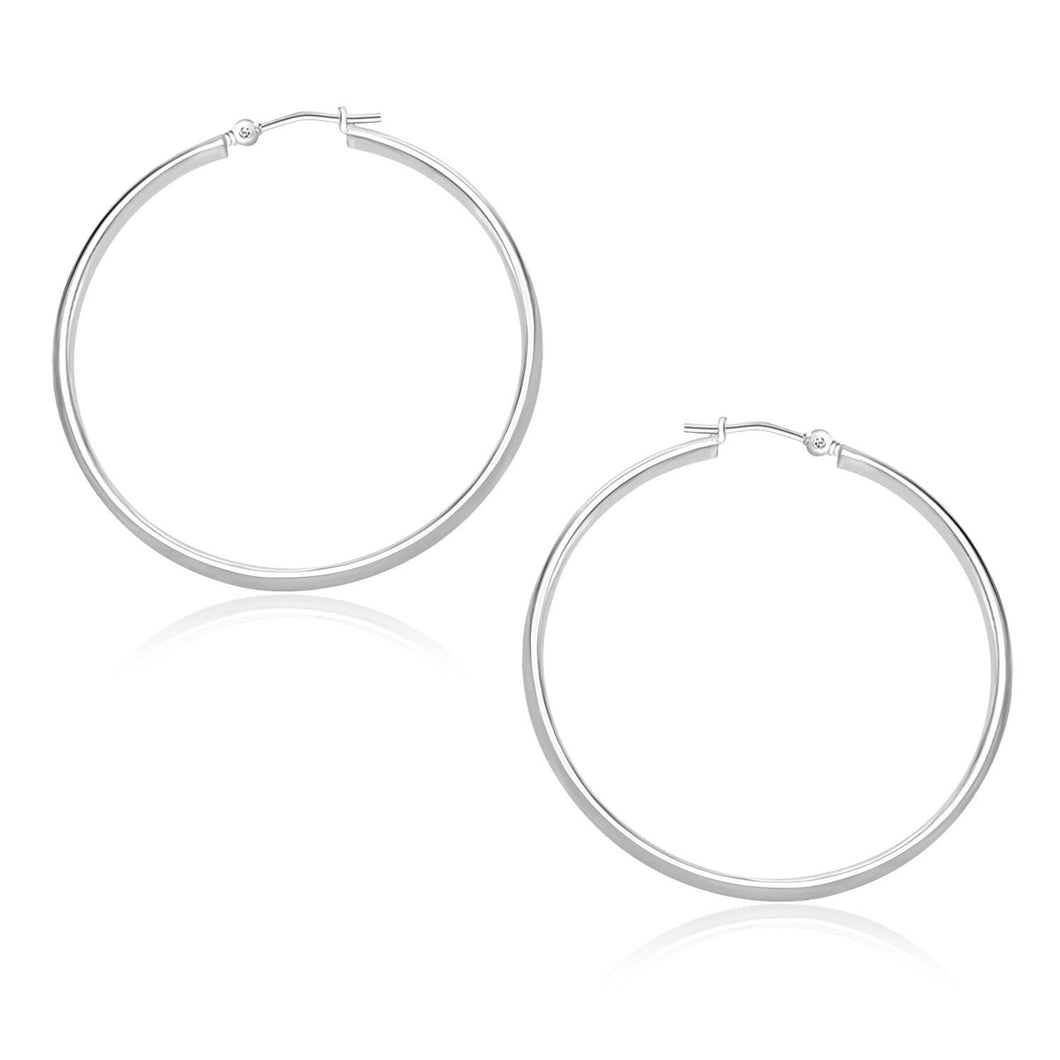 10k White Gold Polished Hoop Earrings (30mm)