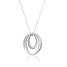 Sterling Silver Diamond Dust Dual Open Oval Design Pendant