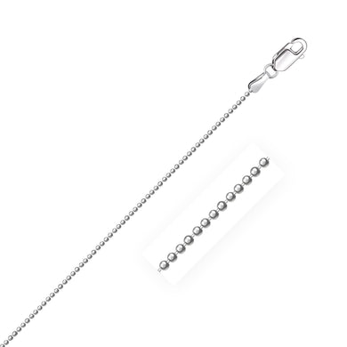 14k White Gold Diamond-Cut Bead Chain 1.2mm