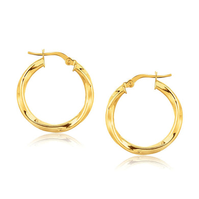 14k Yellow Gold Classic Twist Hoop Earrings (7-8 inch Diameter)