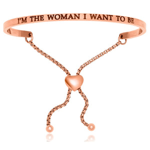 Pink Stainless Steel I'm The Woman I Want To Be Adjustable Bracelet