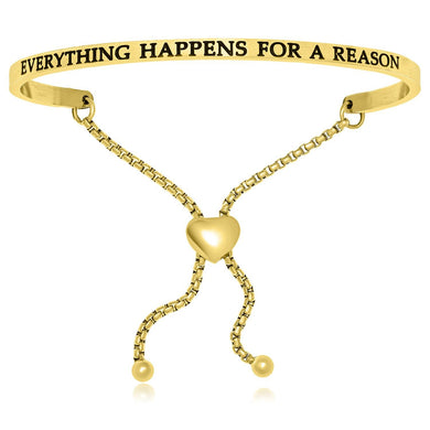 Yellow Stainless Steel Everything Happens For A Reason Adjustable Bracelet