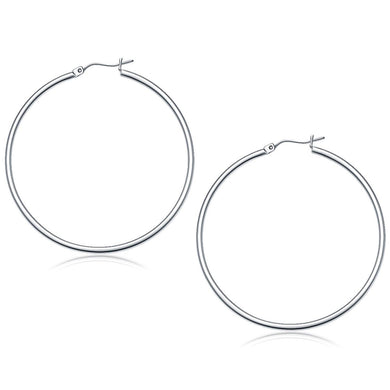 10k White Gold Polished Hoop Earrings (50 mm)