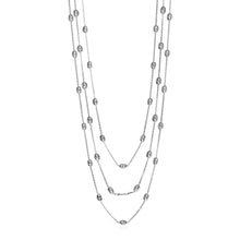 Three Strand Graduated Station Necklace in Sterling Silver