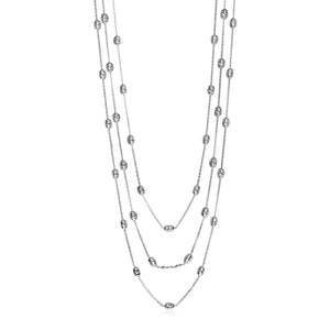 Three Strand Graduated Station Necklace in Sterling Silver