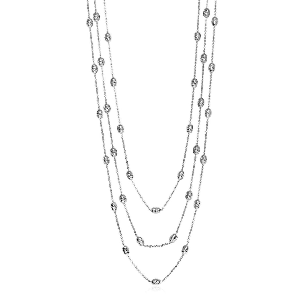 Three Strand Graduated Station Necklace in Sterling Silver