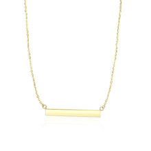 14k Yellow Gold Chain Necklace with a Shiny Flat Bar