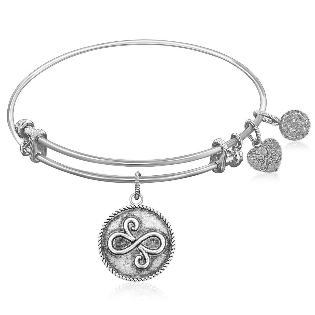 Expandable Bangle in White Tone Brass with Best Friends Closeness Symbol