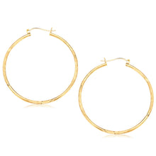 14k Yellow Gold Fancy Diamond Cut Extra Large Hoop Earrings (45mm Diameter)