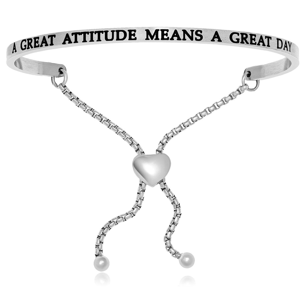 Stainless Steel A Great Attitude Means A Great Day Adjustable Bracelet