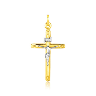 14k Two Tone Gold Cross Pendant