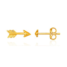 14k Yellow Gold Single Post Earring with Textured Arrow