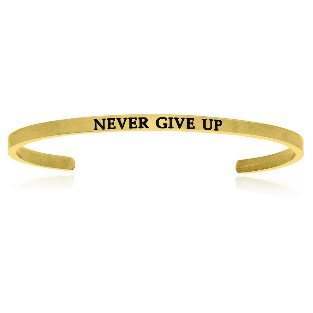 Yellow Stainless Steel Never Give Up Cuff Bracelet