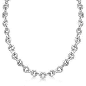 Sterling Silver Round Cable Inspired Chain Link Necklace