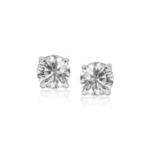 Sterling Silver Stud Earrings with White Hue Faceted Cubic Zirconia