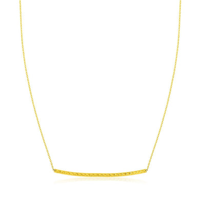 14k Yellow Gold Thin Textured Bar Necklace