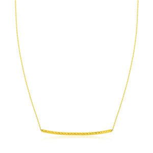 14k Yellow Gold Thin Textured Bar Necklace